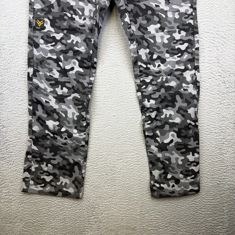 HAWX Pants Mens 33x34 Gray Camo Canvas Cargo Workwear Utility Stretch Rip Stop